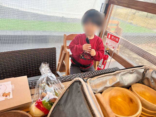 朝ご飯も子どもたちと美味しくいただきました